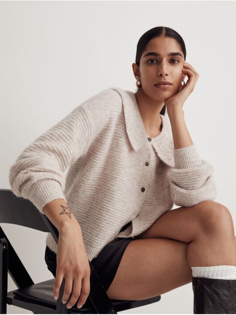Madewell Pointelle Collar Sweater, size S